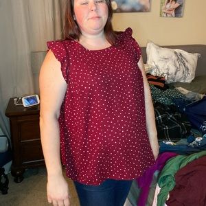 Red with white stars plus size blouse. ModCloth. 1x